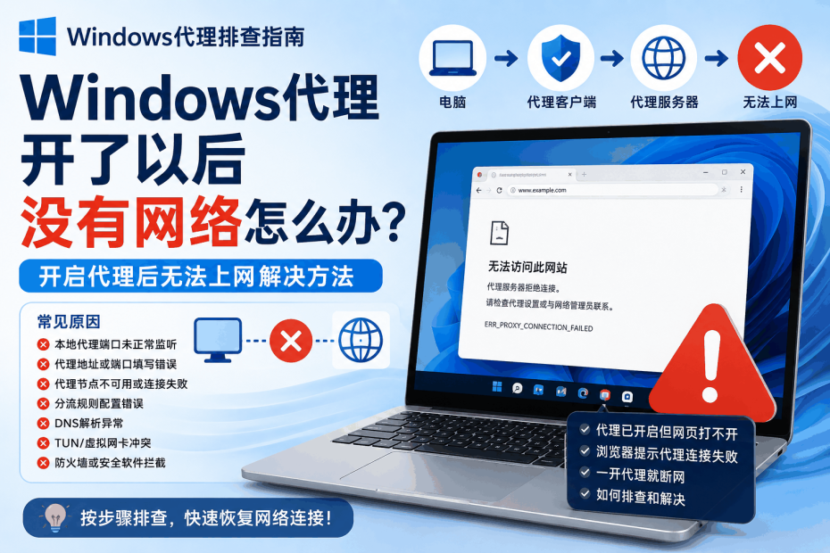 Windows代理开了以后没有网络，开启系统代理后无法上网的故障排查教程