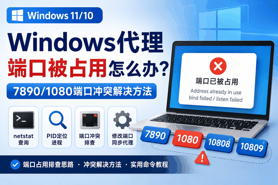 Windows代理端口被占用，7890和1080端口冲突及监听失败排查教程