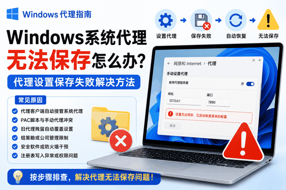 Windows系统代理无法保存，代理设置保存失败和自动恢复问题排查教程