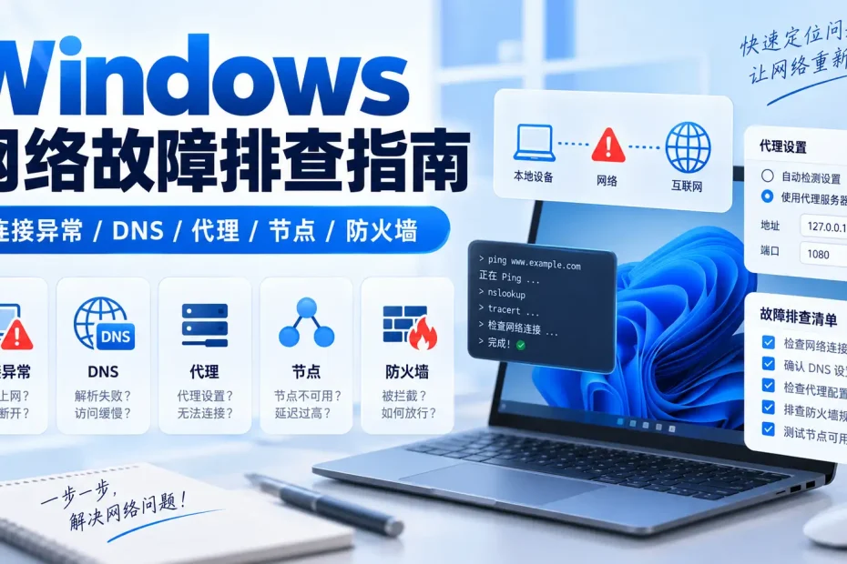 电脑梯子开了但ChatGPT打不开，Windows节点、IP、DNS和网络故障排查教程