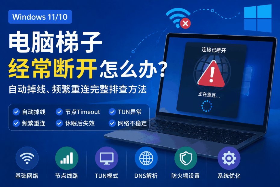 电脑梯子经常断开，Windows自动掉线、频繁重连和节点Timeout问题排查教程